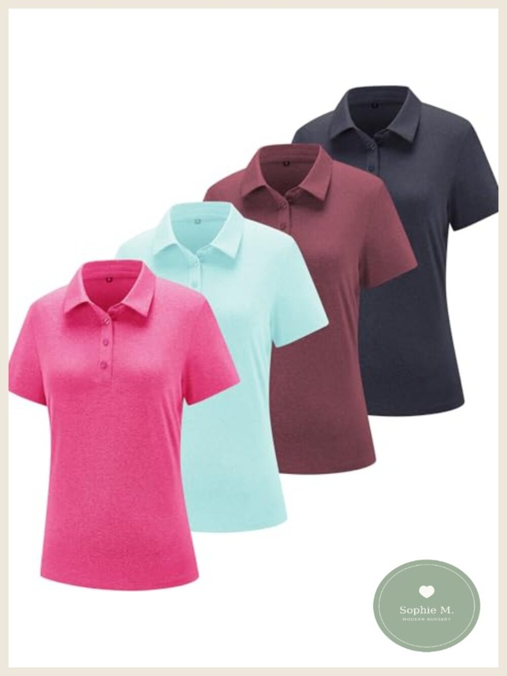 Women's Polo Golf Shirts Short Sleeve Polyester Four Button Collared Athletic